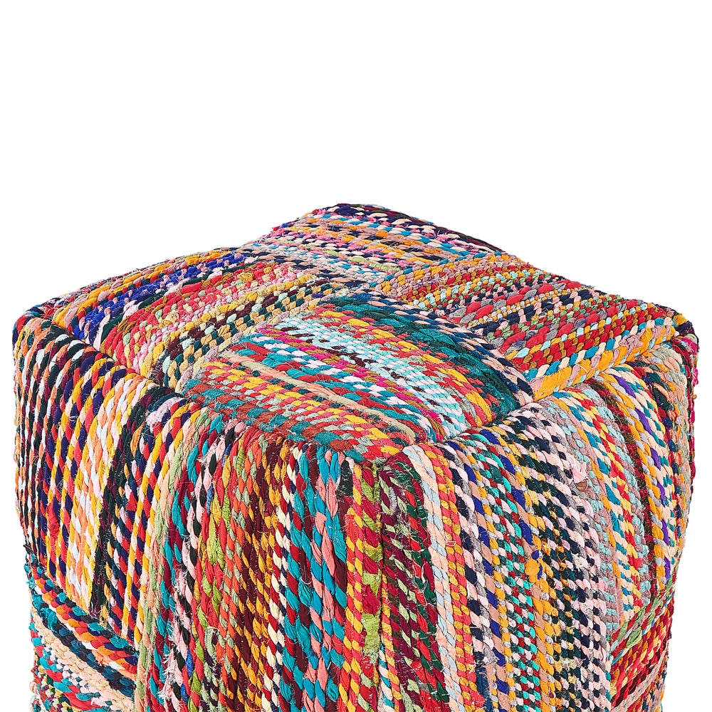 Pouf in cotone rosso blu arancione 40 x 40 cm imbottitura in EPS riciclato fatto a mano soggiorno boho