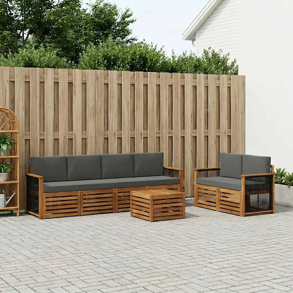 Set di divani da esterno con cuscino 7 pcs Naturale e Antracite 3384053