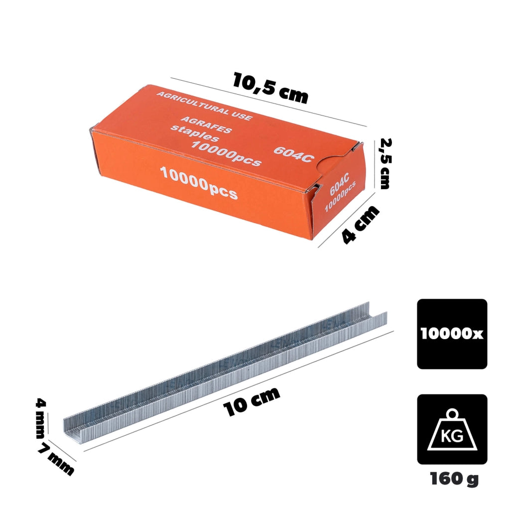 Punti metallici KADAX per graffatrice da giardino e vivaio, 4 mm, 10000 pezzi
