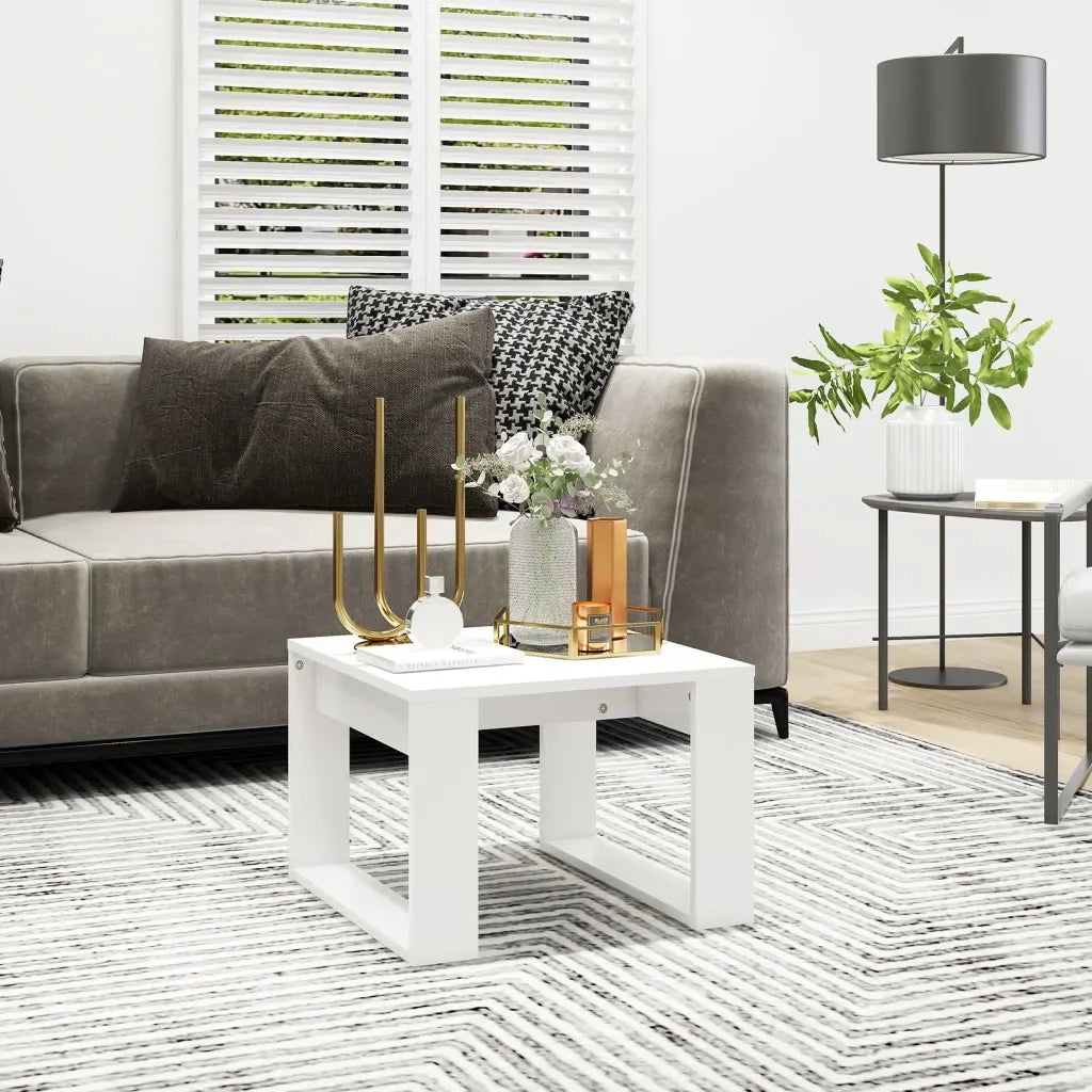 Tavolino Bianco 50x30x50 cm in Legno Multistrato cod mxl 38984