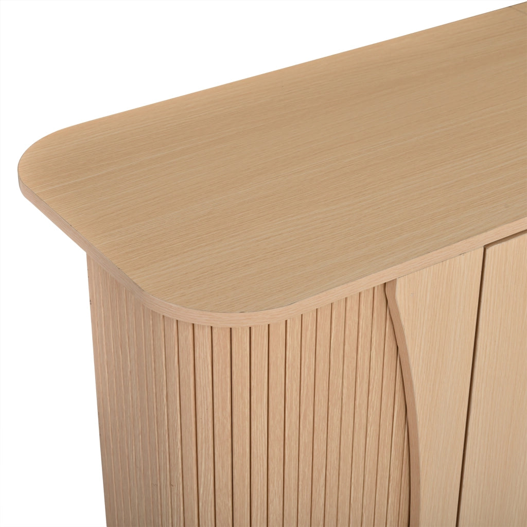 Sideboard in MDF 140x40x88 cm con 2 porte scorrevoli, finitura naturale noce