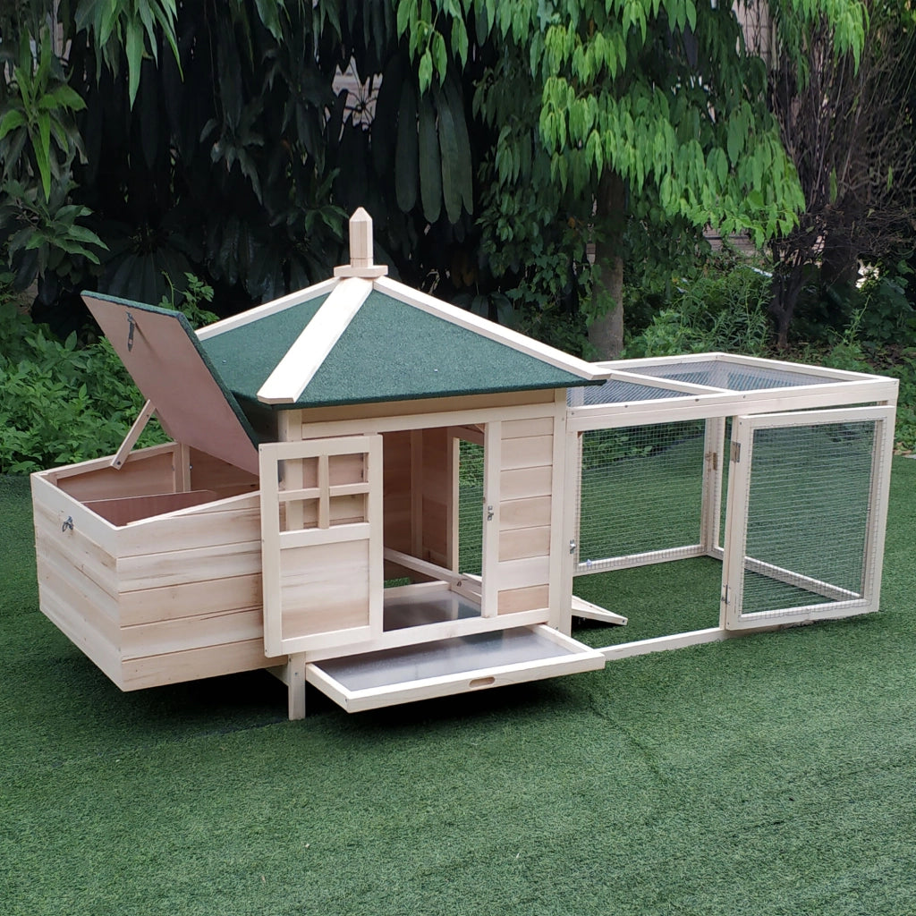 Pollaio da Giardino in Legno con Rampa ¨C zephmum ¨C Legno 196x76x97cm