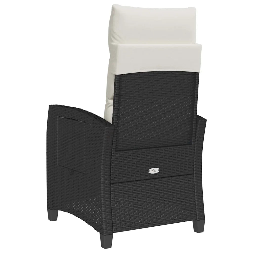 Sedia Reclinabile da Giardino con Tavolino Nera Polyrattan 4108275