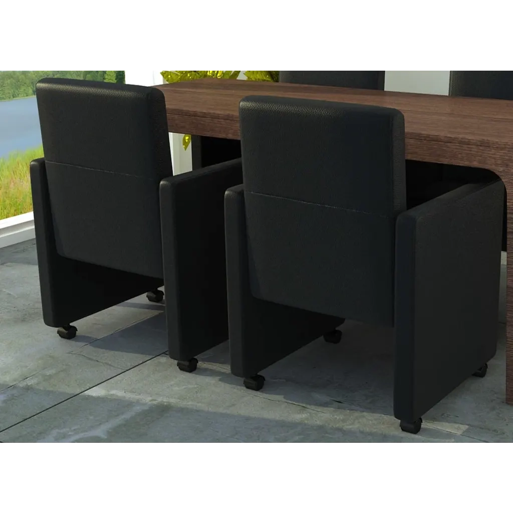 Sedie da Pranzo 2 pz Nere in Similpelle 60346