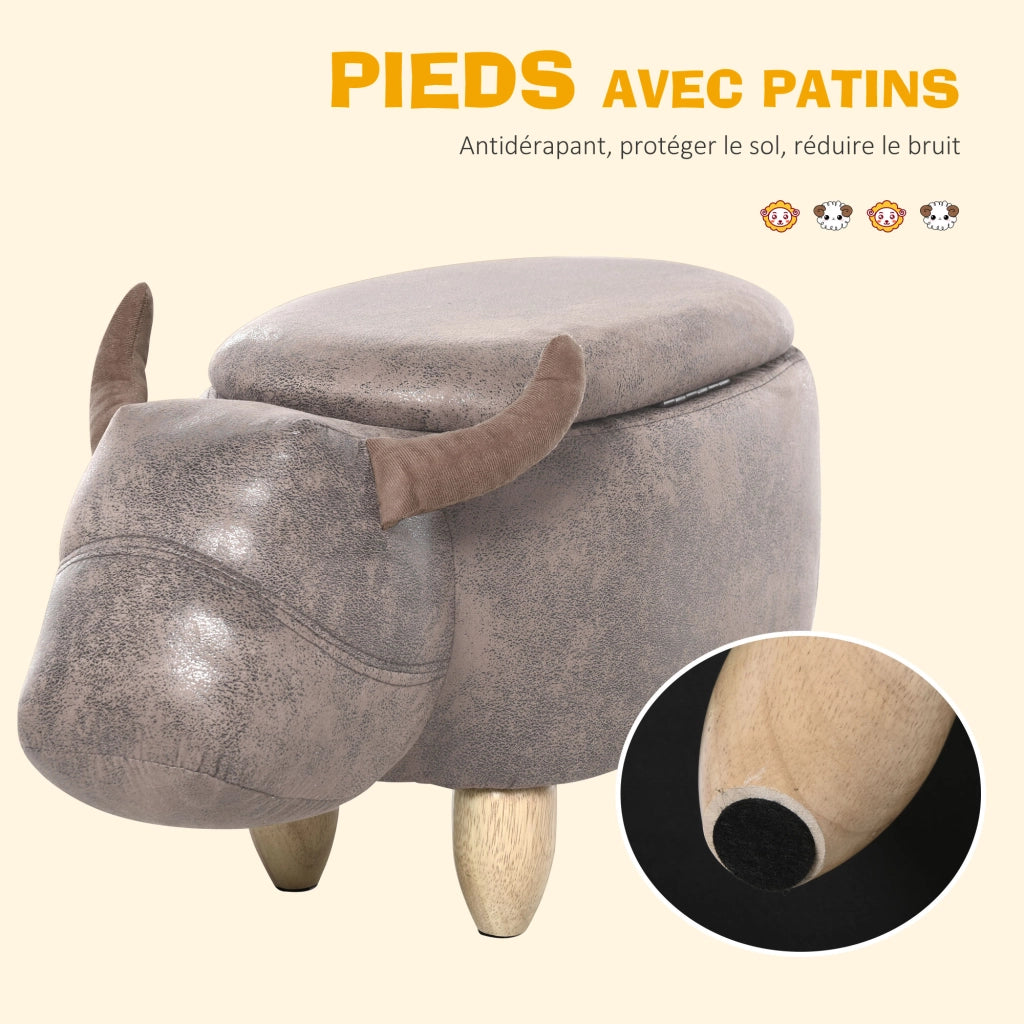 Pouf con Contenitore ¨C zephmum ¨C Marrone, Sintetico, Gambe in Legno