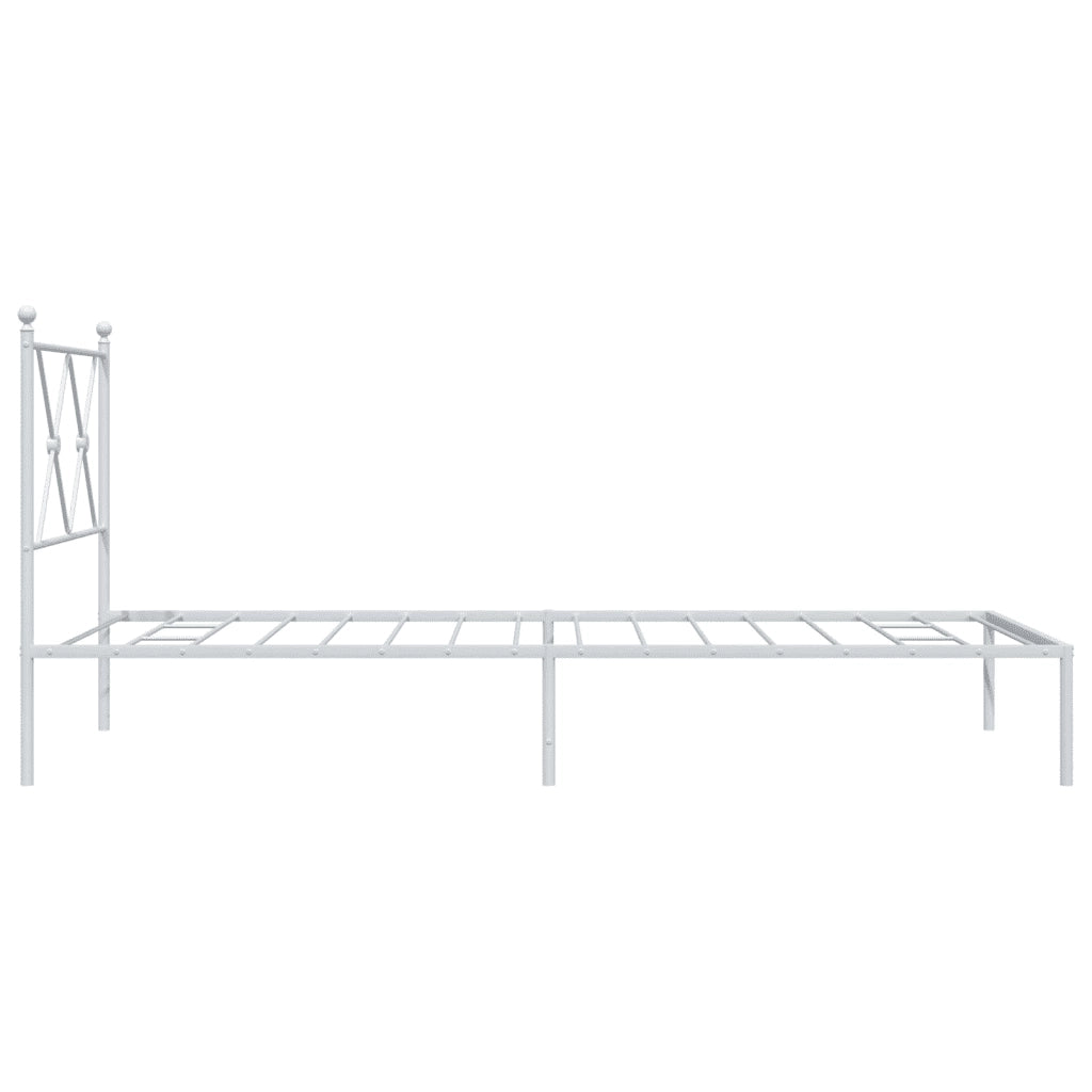 Giroletto con Testiera-Struttura Letto con testiera Metallo Bianco 90x200 cm 138971