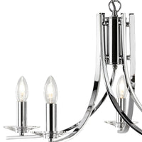 Lampadario Industrial-Nordico Ascona Acciaio Cromo Vetro 5 Luci E14