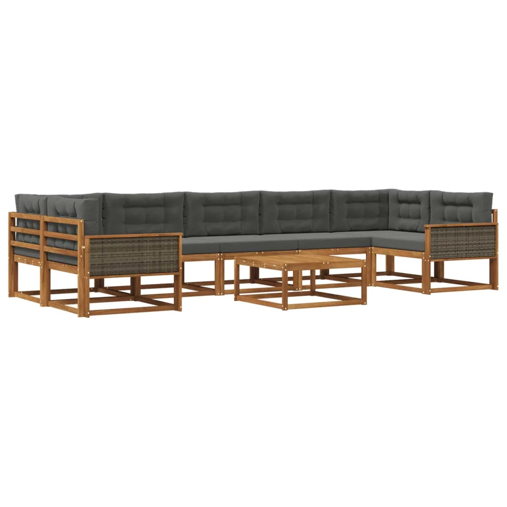 Set di divani da esterno con cuscino 8 pcs Naturale e Antracite