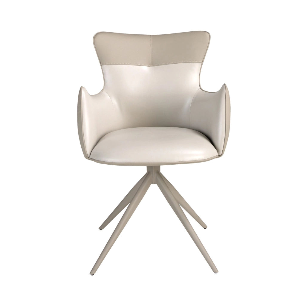 Sedia girevole in similpelle bianco sporco e greige