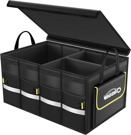 Organizzatore di Bagaglio per Trunk con Scatole, Fondello Antiscivolo e Cinture di Sicurezza Regolabili - Ripiegabile con Copertura Ripiegabile