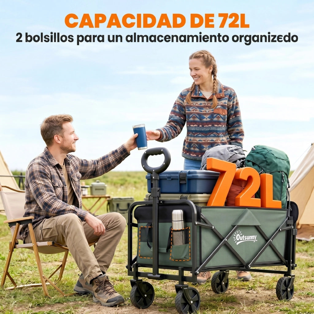Carro da Giardino Plegable con Manico Telescopico ¨C Zephmum ¨C Verde