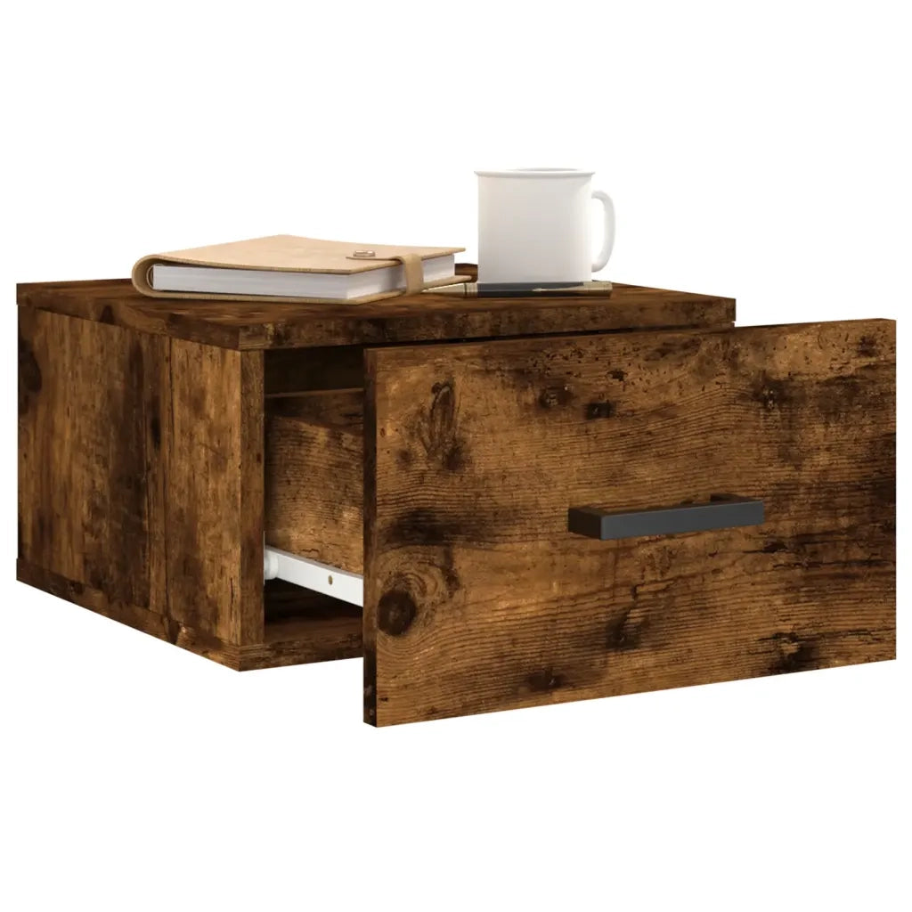 Comodini a Muro 2 pz Rovere Fumo 35x35x20 cm 829831