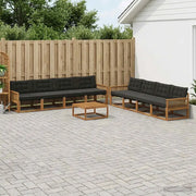 Set di divani da esterno con cuscino 9 pcs Naturale e Nero