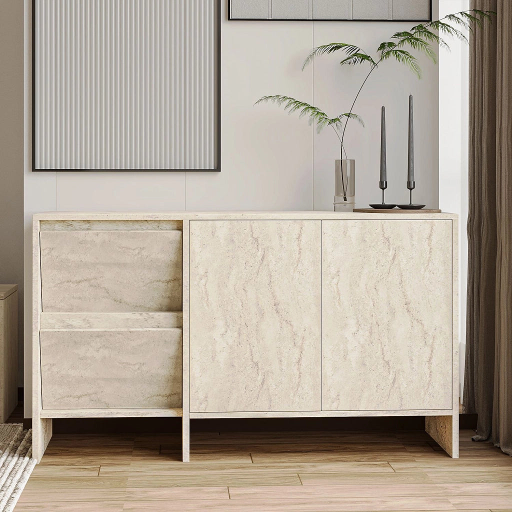Credenza in legno "Laris 130" - 130 x 44 x 82 cm - Travertino