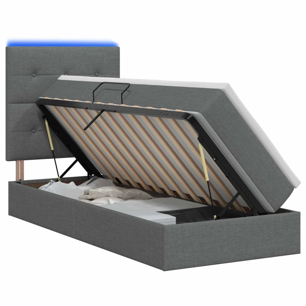 Letto con contenitore LED e materasso Grigio Scuro 90 x 190 cm 3459913