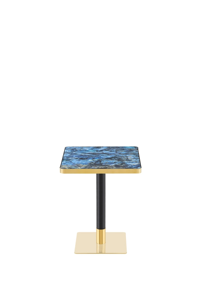TAVOLO quadrato 60x60 cm effetto marmo Blu MDF e metallo