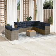 Set Divani da Giardino 10 pz con Cuscini in Polyrattan Grigio 3256047