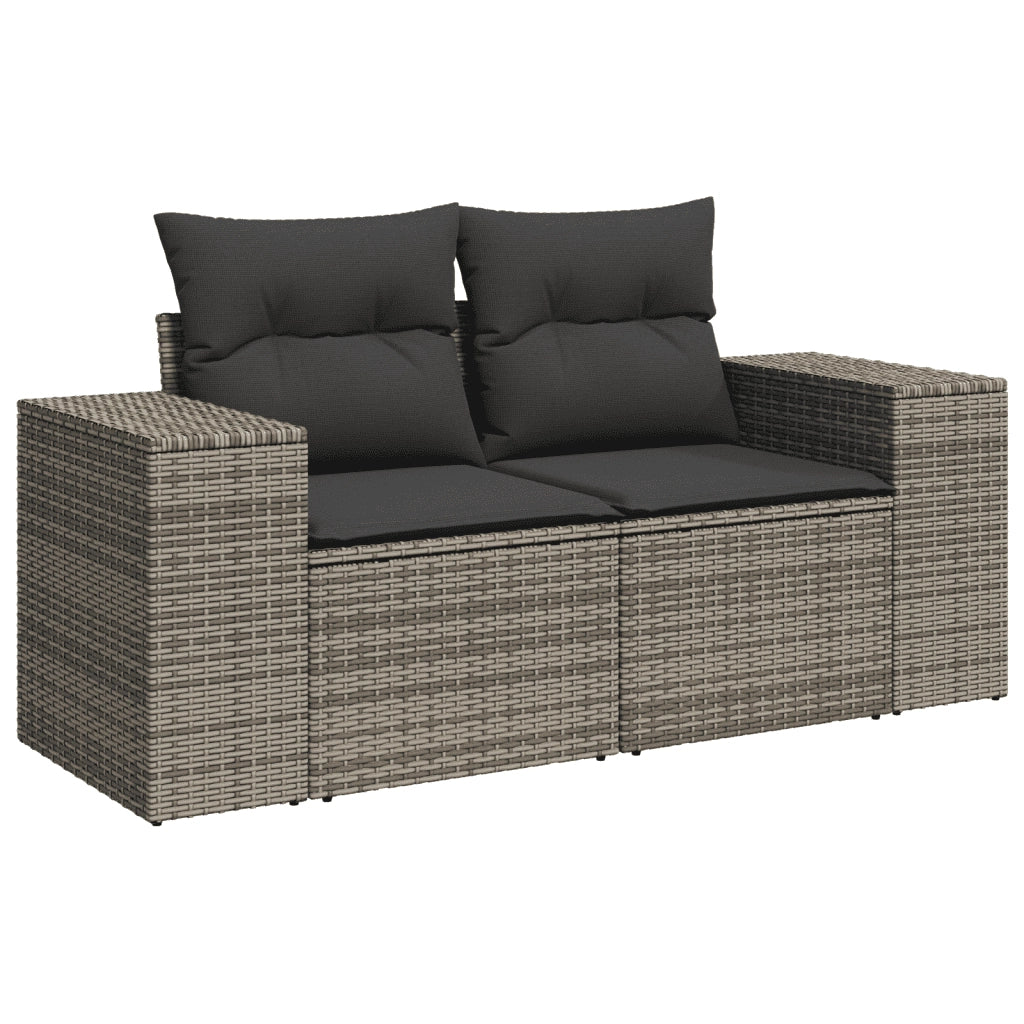 Set Divani da Giardino 7 pz con Cuscini Grigio in Polyrattan 3272663