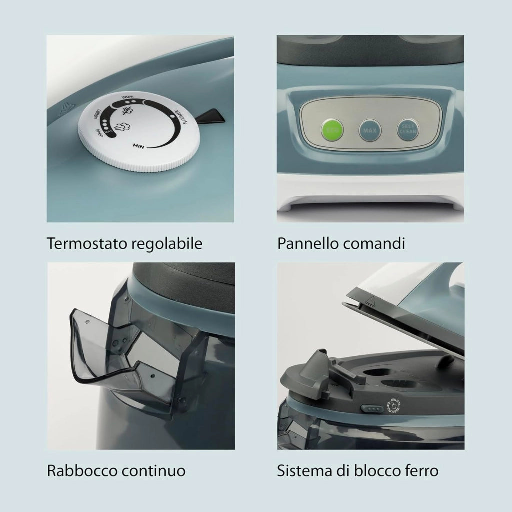 GIRMI SISTEMA STIRANTE CONTINUO 2200 WATT 3 BAR FILTRO ANTI-CALCARE FUNZIONE SELF-CLEAN 1500 CC AZZURRO SS04