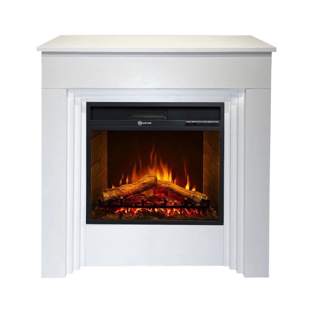 Caminetto Alfaedo, Camino Elettrico Superficie Riscaldabile 30 m2, 96x35x96h cm Bianco