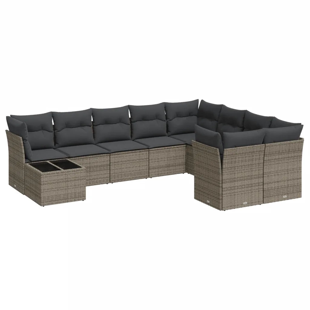 Set Divano da Giardino 10 pz con Cuscini Grigio in Polyrattancod mxl 113417
