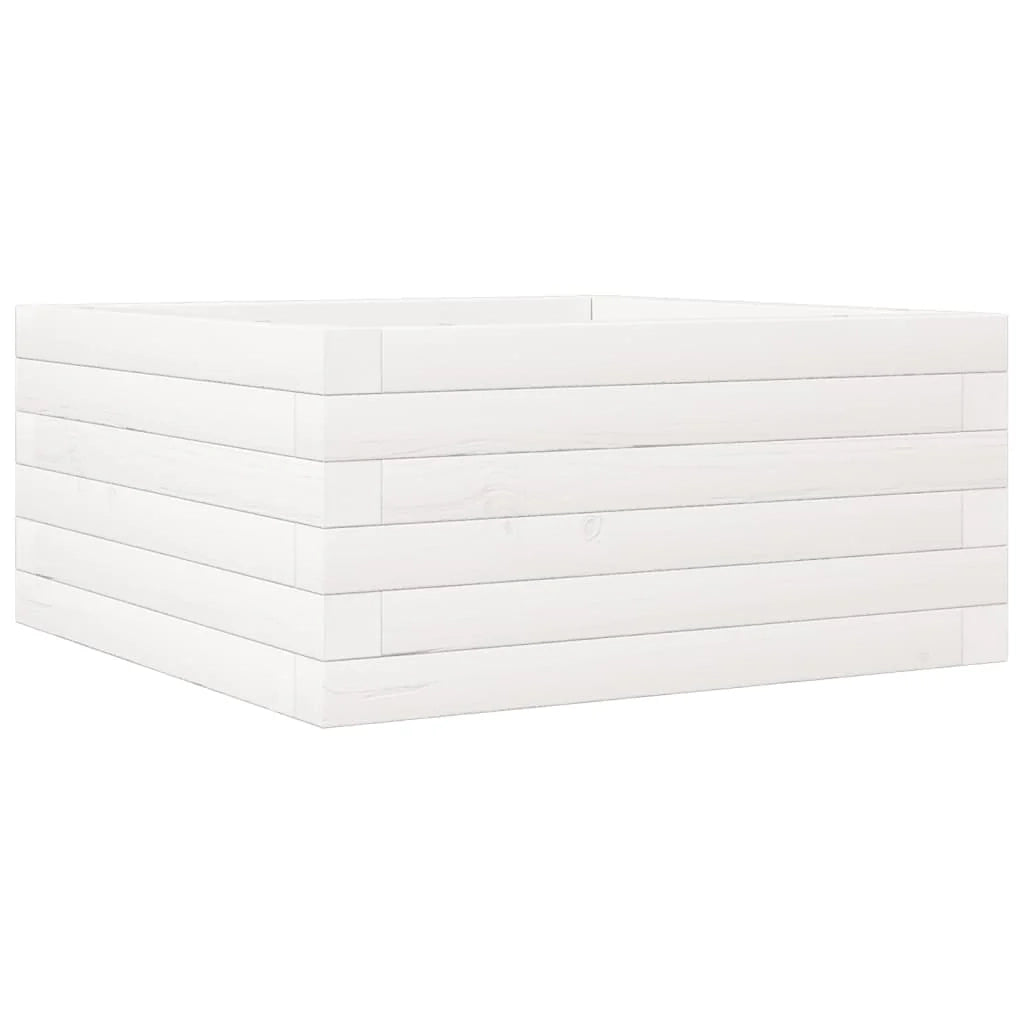 Fioriera rialzata per piante fiori terrazza giardino 50 x 50 x 23 cm legno di pino massiccio bianco 02_0037629