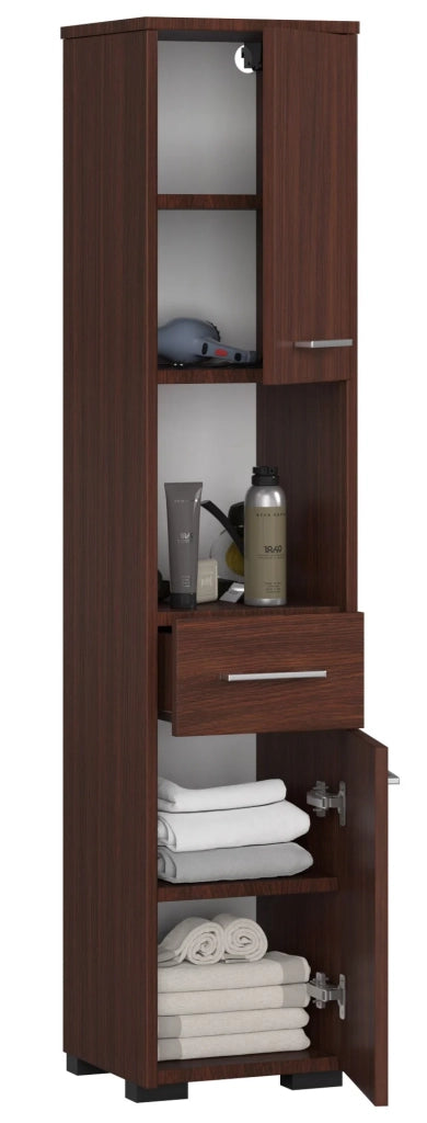 Colonna da bagno AKORD FIN Wengé 30 cm 2 ante 1 cassetto 30x30x140 cm