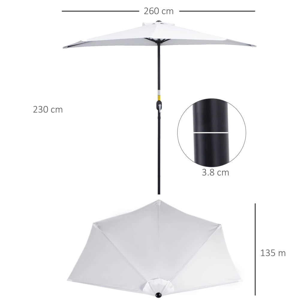 Ombrellone da Giardino a Mezzaluna 260x135x230H cm Bianco