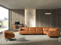 Poltrona girevole in pelle marrone scuro