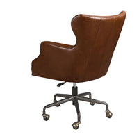 Poltrona girevole in pelle marrone scuro