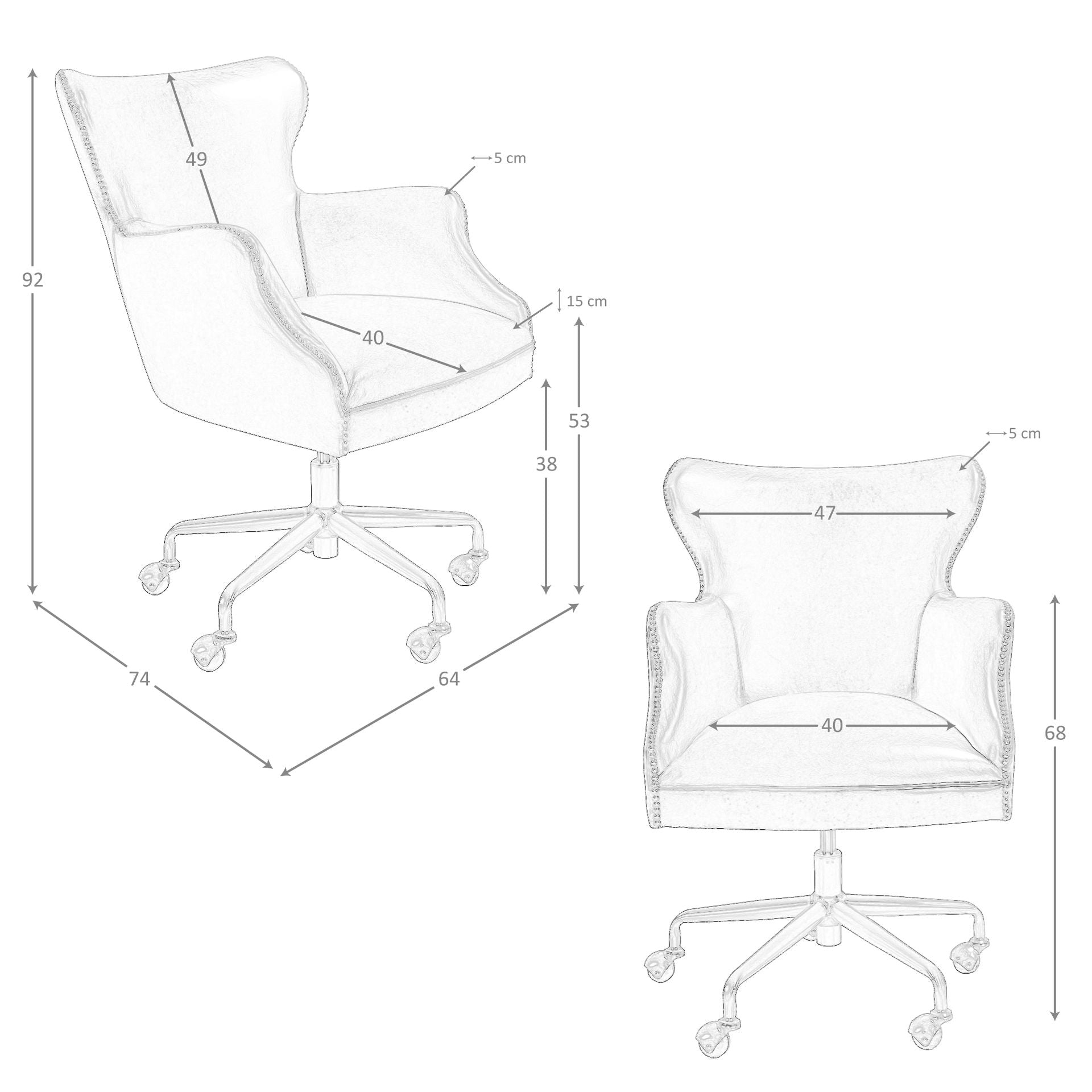 Poltrona girevole in pelle marrone scuro