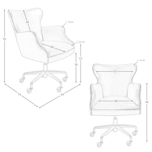 Poltrona girevole in pelle marrone scuro