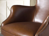 Poltrona girevole in pelle marrone scuro