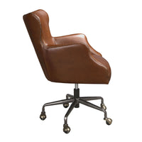 Poltrona girevole in pelle marrone scuro