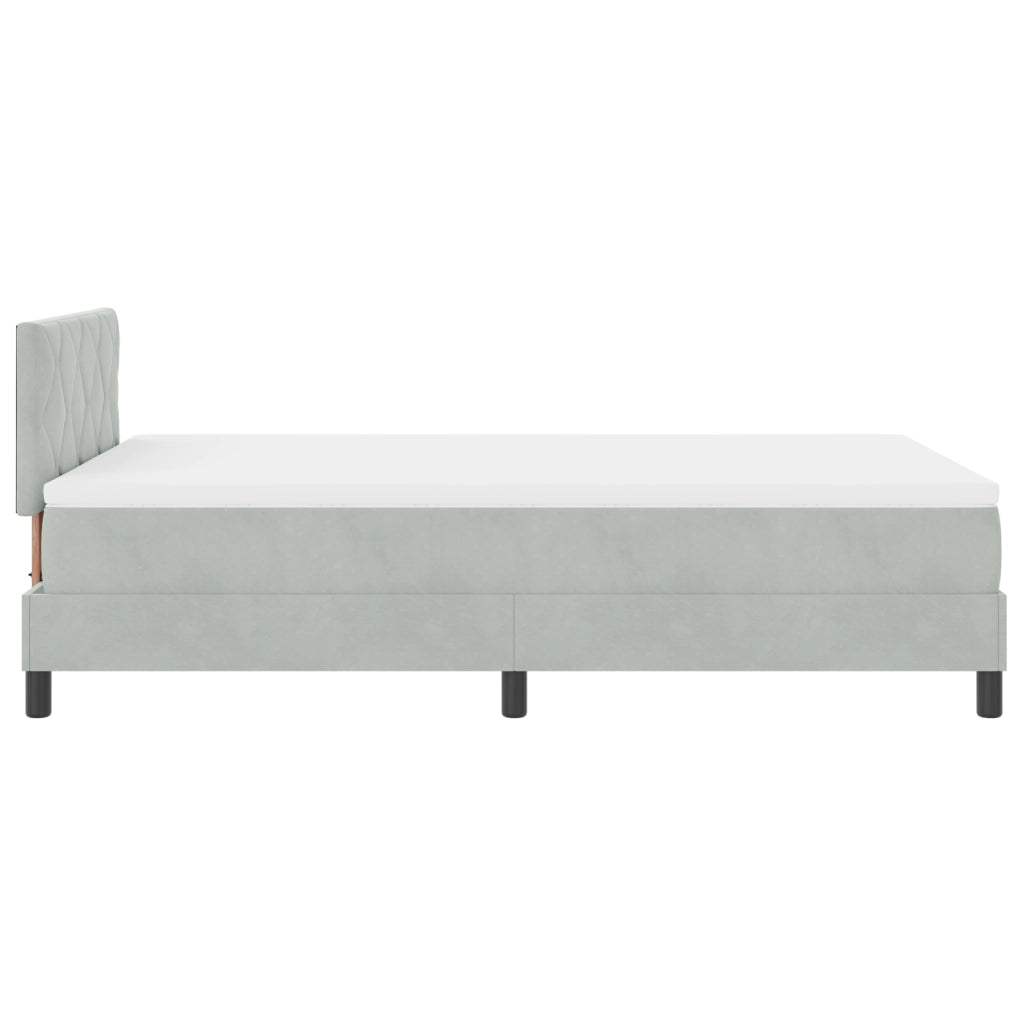 Letto a molle con materasso e luce LED grigia chiara 120x200 cm in velluto