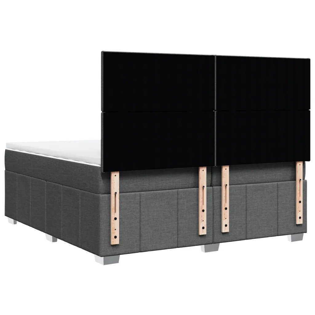 Giroletto a Molle con Materasso Grigio Scuro 200x200 cm Tessuto