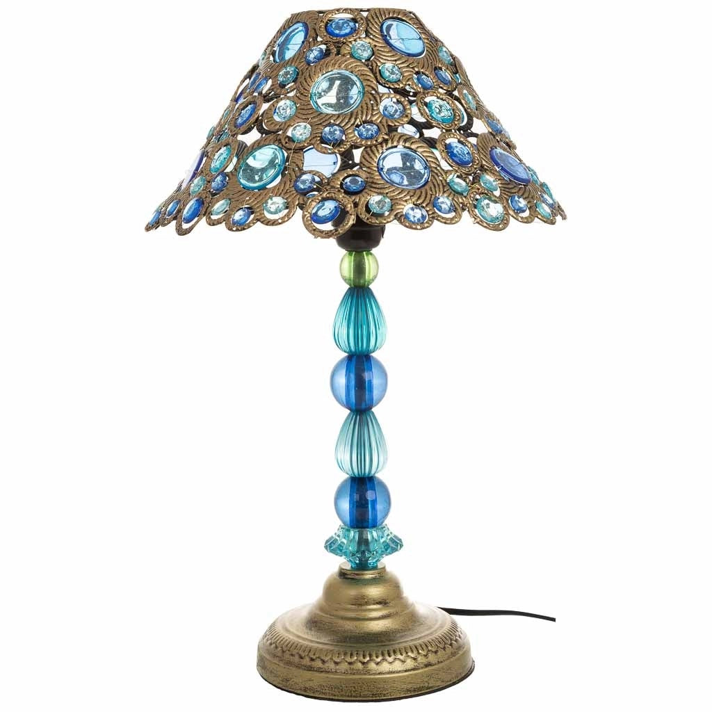 Lampada in metallo blu con vetro acrilico colorato 30x47.5h cm