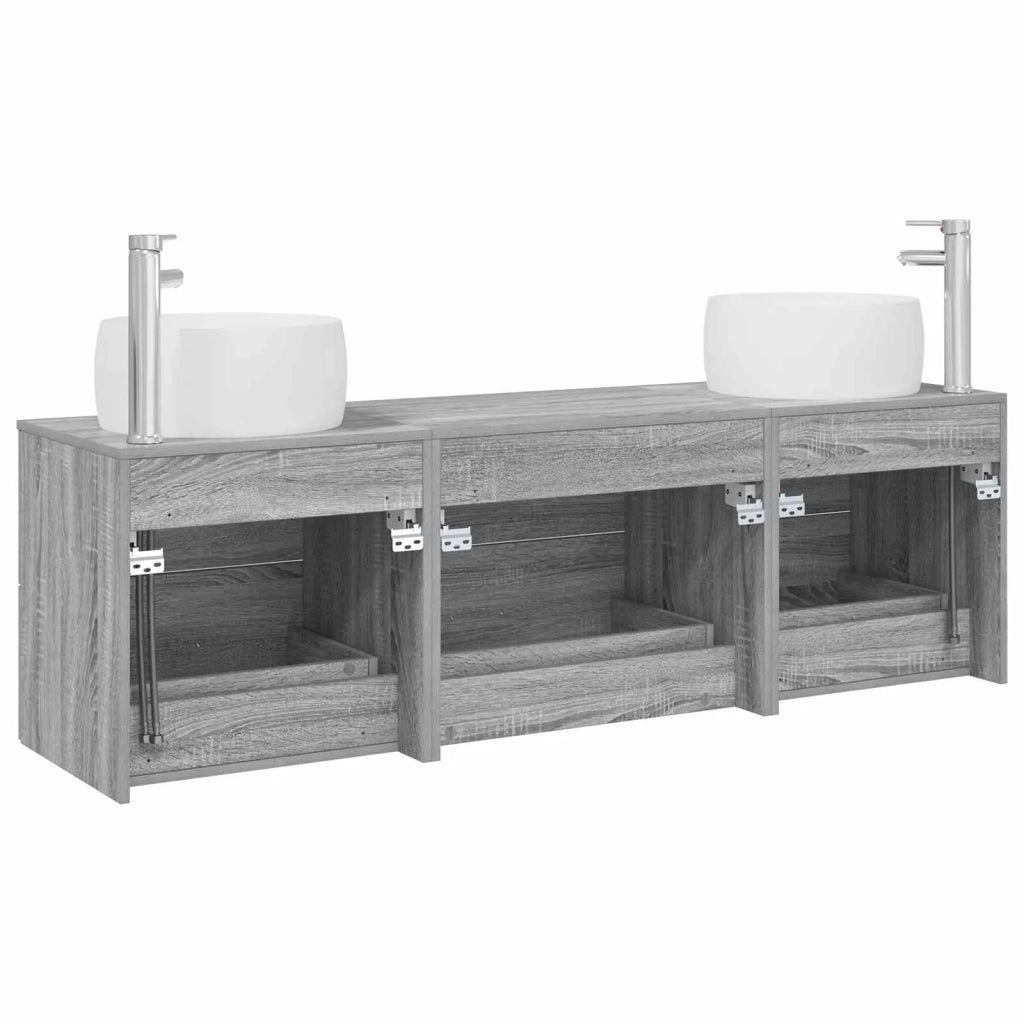 Set di mobili per il bagno 3 pz Sonoma grigio 3405920