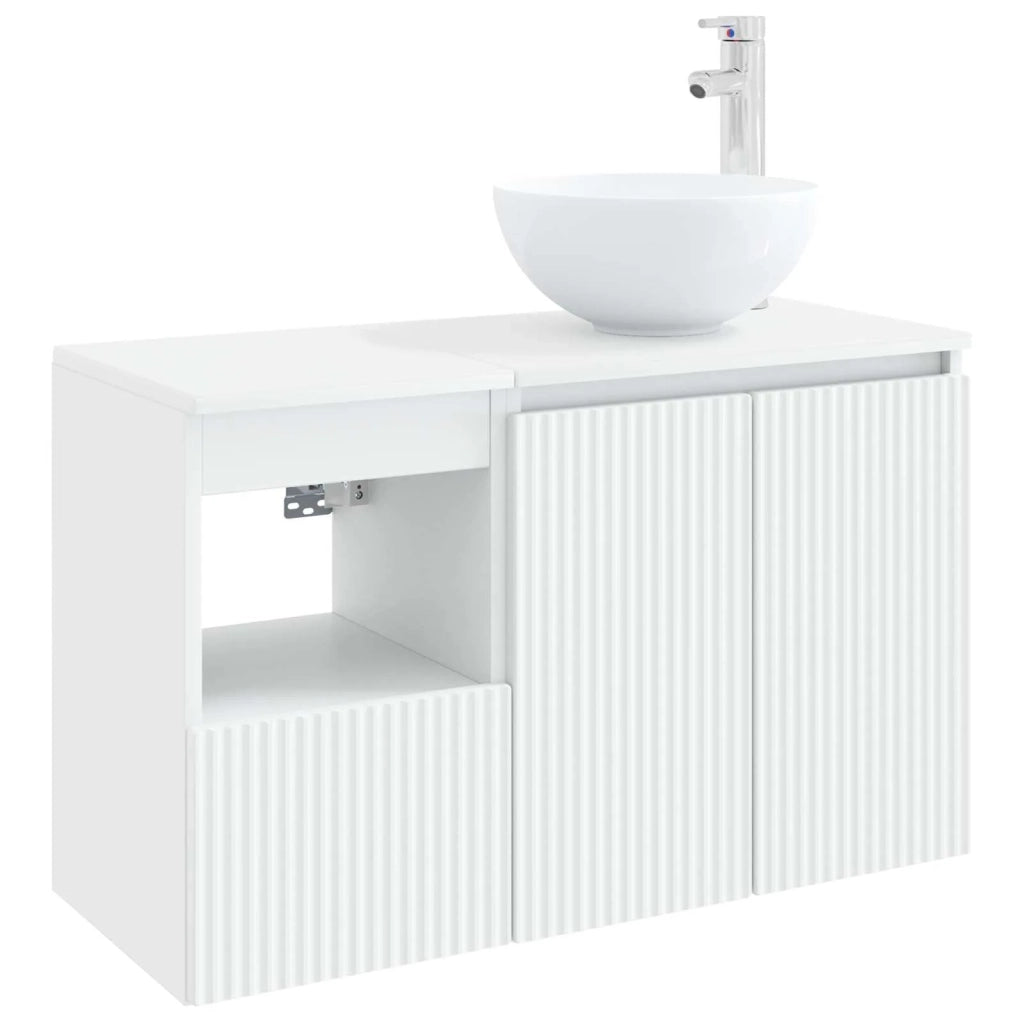 Set di mobili per il bagno 2 pz Bianco Legno ingegnerizzato 3404024