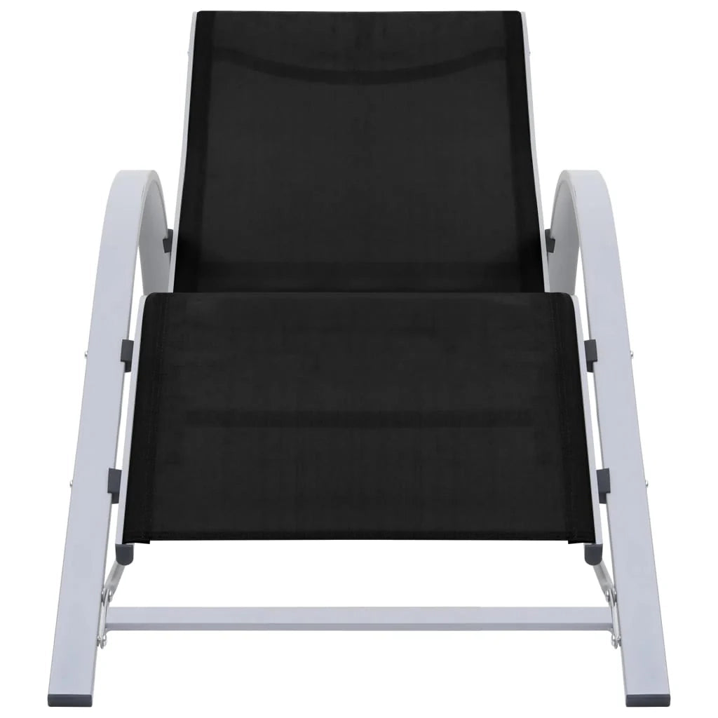 Set di 2 lettini prendisole sedie a sdraio lettini prendisole aiuole da giardino mobili da giardino con tavolo in alluminio nero 02_0012074