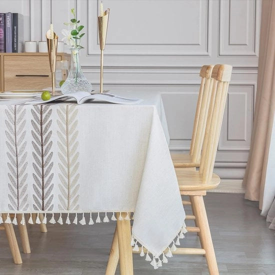 Tela da tavolo, rettangolare, lavabile, cotone, lino, tovaglie da tavolo, 140 x 220 cm, per la casa, cucina, decorazione da tavolo, 140 x 220 cm