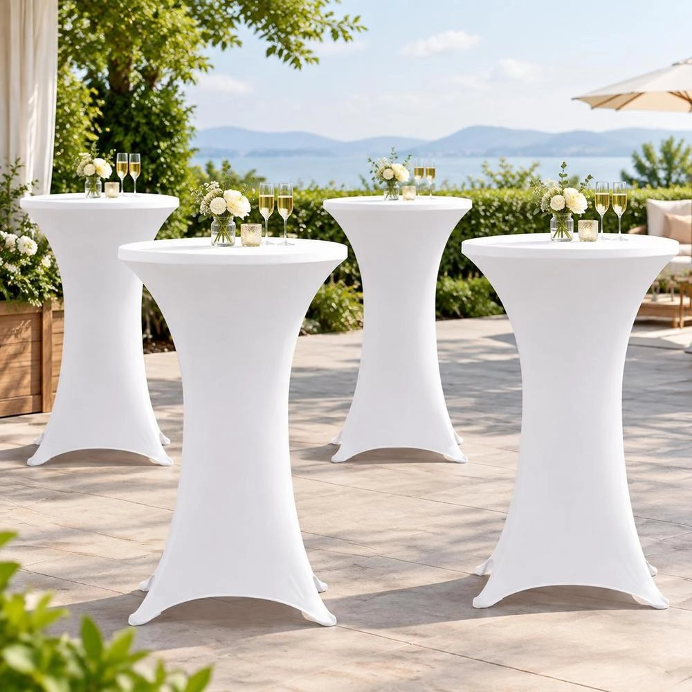 Standing Table Covers, 4 Pieces, 60 Cm, White Stretch