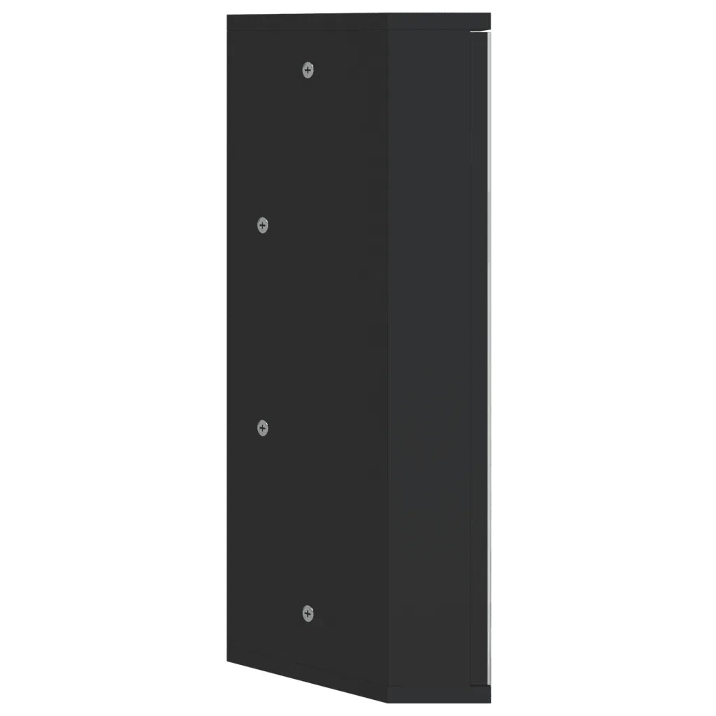 Armadietto Angolare con Specchio da Bagno-Mobile bagno con specchio Nero 30x24x60 cm
