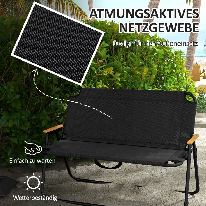 Sedia Pieghevole con Braccioli ¨C MINIMAL ¨C Nero, Legno e Plastica, 108x65x73 cm
