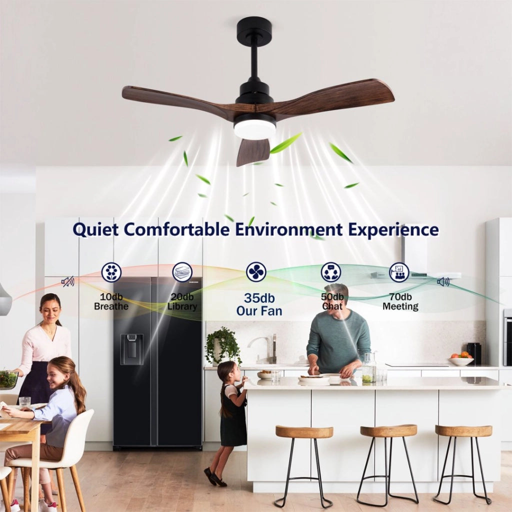 Ventilatore da soffitto bianco moderno 42 pollici con luce e telecomando, bestseller, design elegante, motore DC silenzioso reversibile