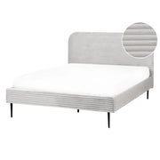 Letto grigio chiaro velluto a coste testiera con rete a doghe 140 x 200 cm design minimalista