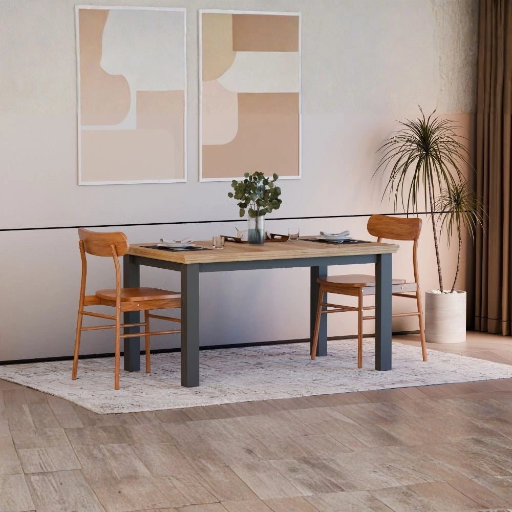 Tavolo Allungabile Essenza Rovere e Grigio Scuro 150/200 cm – Stile Classico Moderno