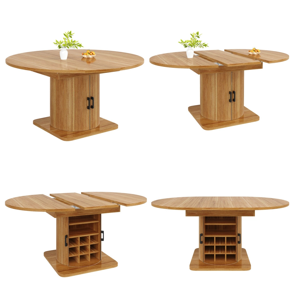 Tavolo allungabile salvaspazio con contenitore interno, MDF e metallo, Marrone Scuro