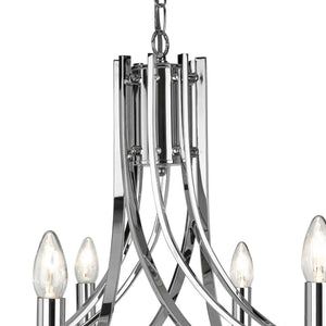 Lampadario Industrial-Nordico Ascona Acciaio Cromo Vetro 8 Luci E14