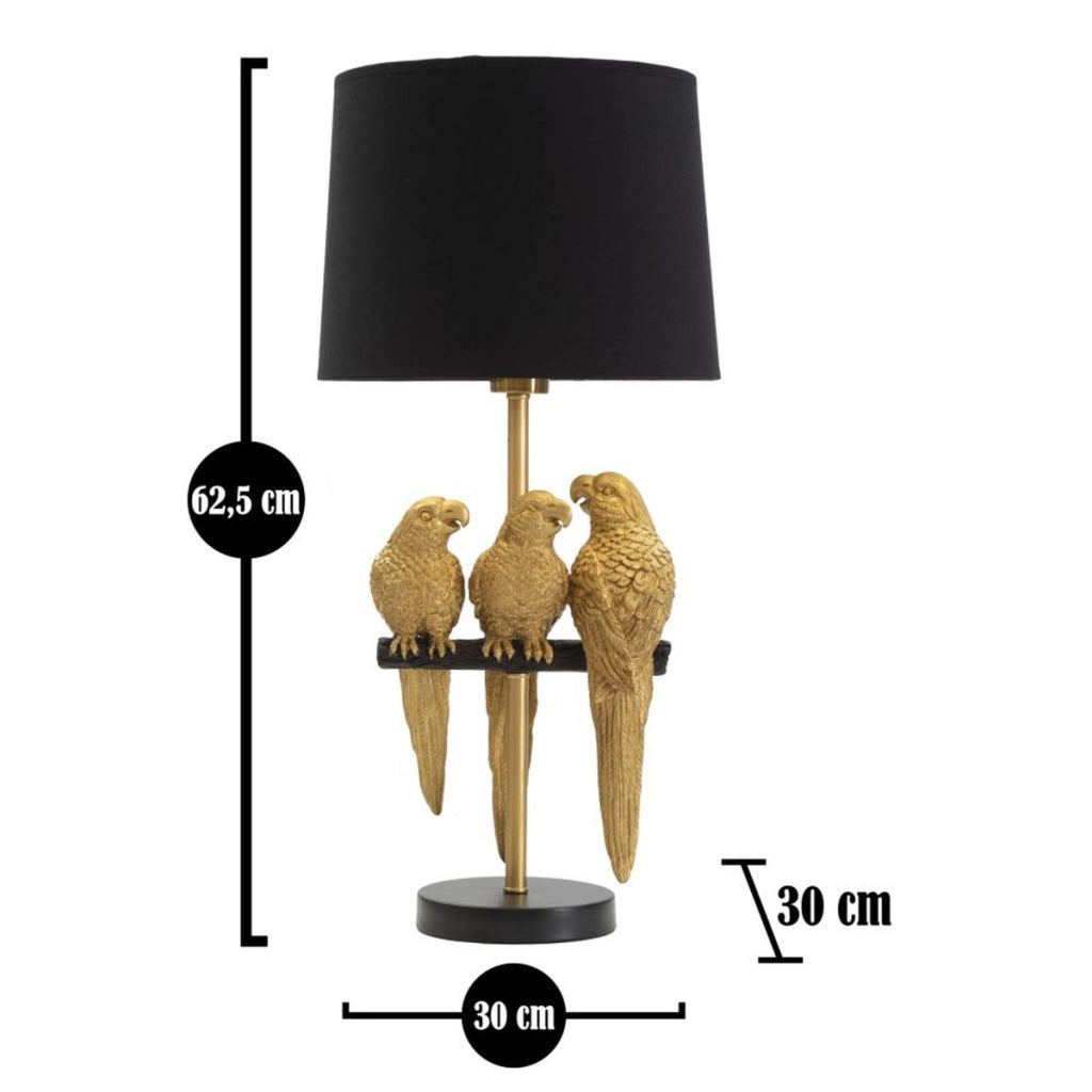 Lampada da Tavolo Pappagallo 3, Nero, Metallo, 30x30x62,5 cm